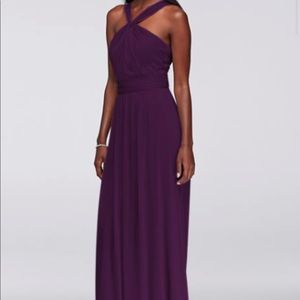 Plum long wedding guest dress